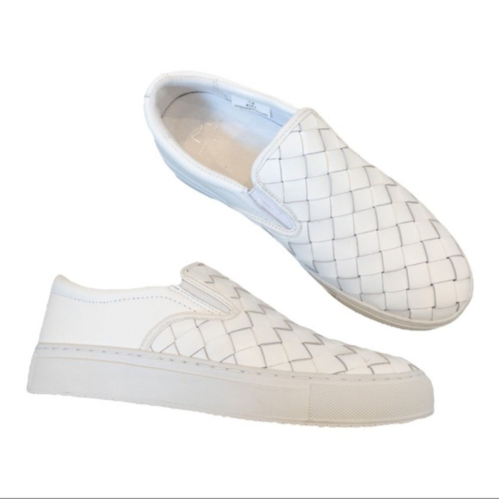 MARC FISHER LTD Calla Woven Leather Slip-On Sneakers in White - Picture 1 of 7